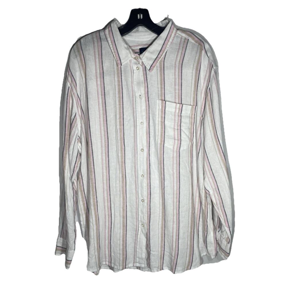 GAP Women’s Button Down Size XL White Pink Stripes